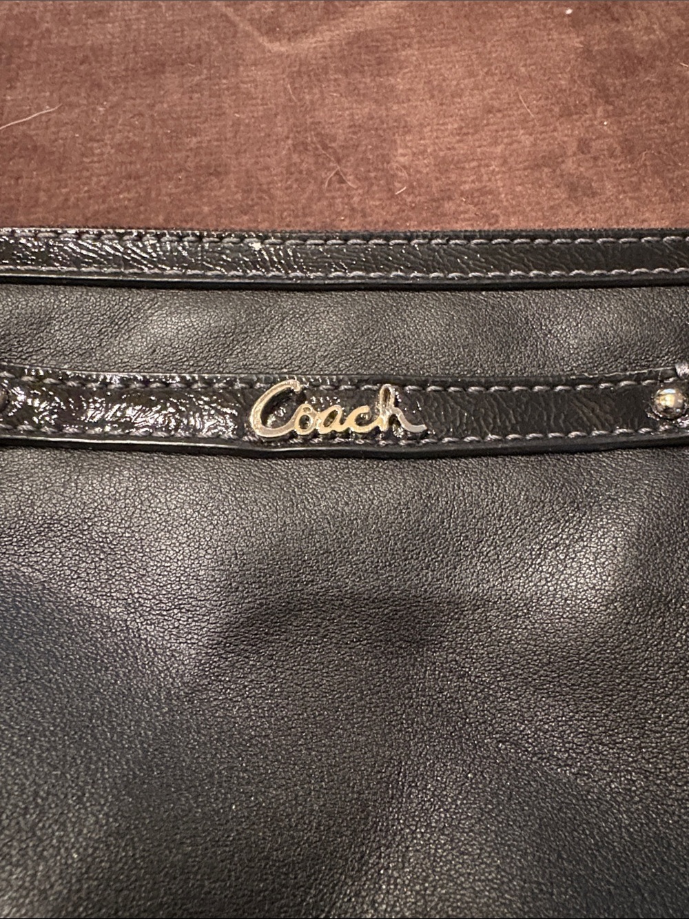 Coach Black Leather Wristlet with Logo Detail - Picture 5 of 6
